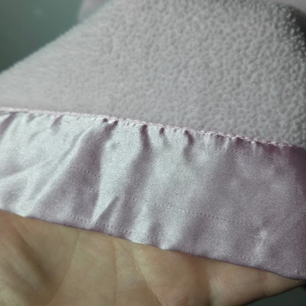 Carters Just One Year Pink Fleece  Satin Trim Baby Blanket Butterfly Security‎